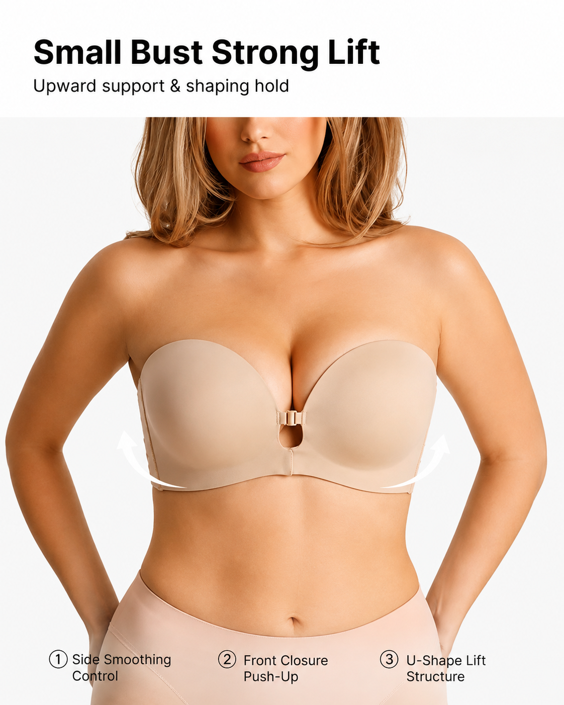 Strapless Front Closure Push-Up Bra