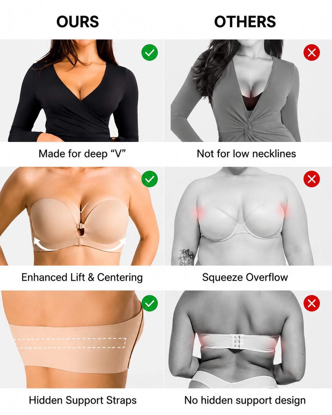 Strapless Front Closure Push-Up Bra