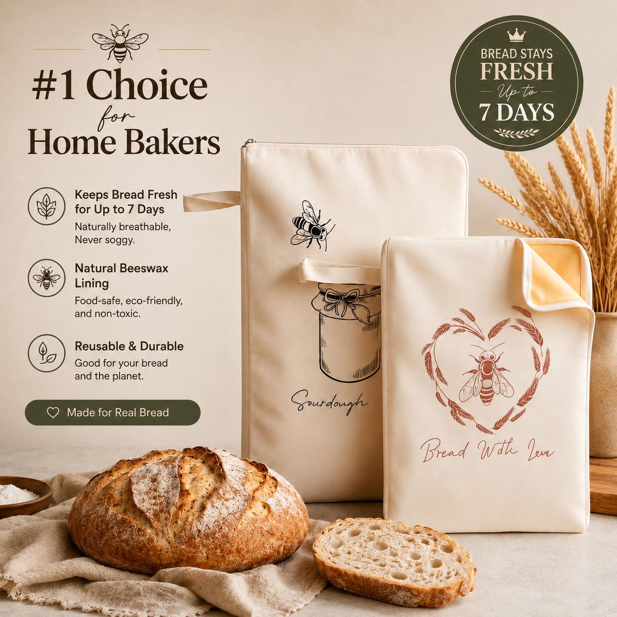 Organic Cotton Beeswax Bread Bag