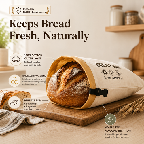 100% Cotton & Beeswax Bread Bag
