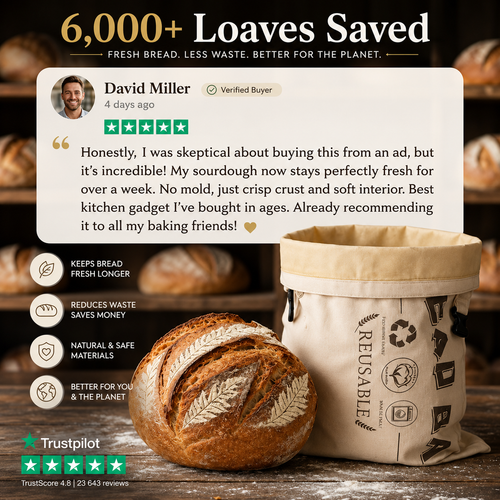100% Cotton & Beeswax Bread Bag